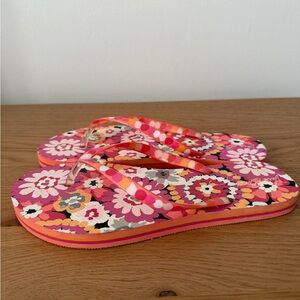 Floral Pink and Orange Flip Flops